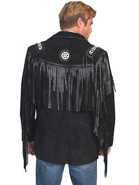 Scully BLACK BOAR SUEDE HAND LACED BEAD TRIM COAT - Scully Leather - Flyclothing LLC
