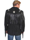 Scully BLACK BOAR SUEDE HAND LACED BEAD TRIM COAT - Scully Leather