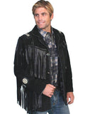 Scully BLACK BOAR SUEDE HAND LACED BEAD TRIM COAT - Scully Leather