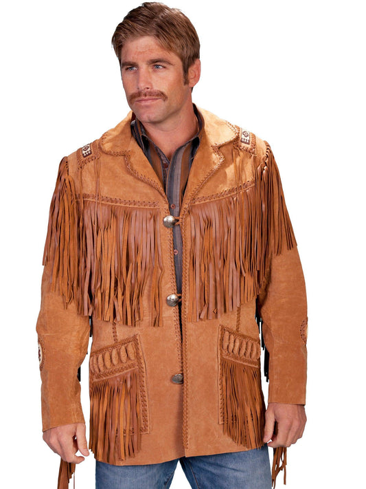 Scully BOURBON BOAR SUEDE HAND LACED BEAD TRIM COAT - Scully Leather