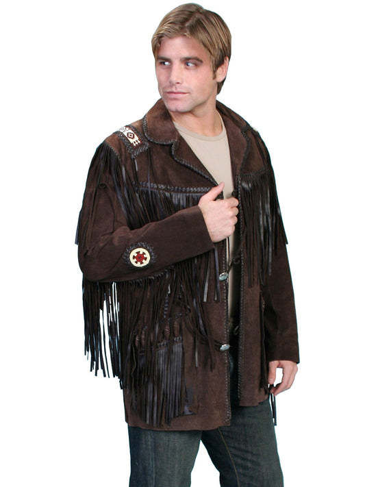 Scully EXPRESSO BOAR SUEDE HAND LACED BEAD TRIM COAT - Flyclothing LLC