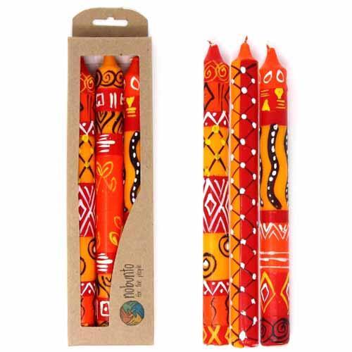 Set of Three Boxed Tall Hand-Painted Candles - Zahabu Design - Nobunto - Flyclothing LLC