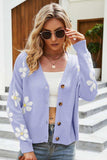 Floral Ribbed Trim Drop Shoulder Cardigan - Trendsi - Flyclothing LLC