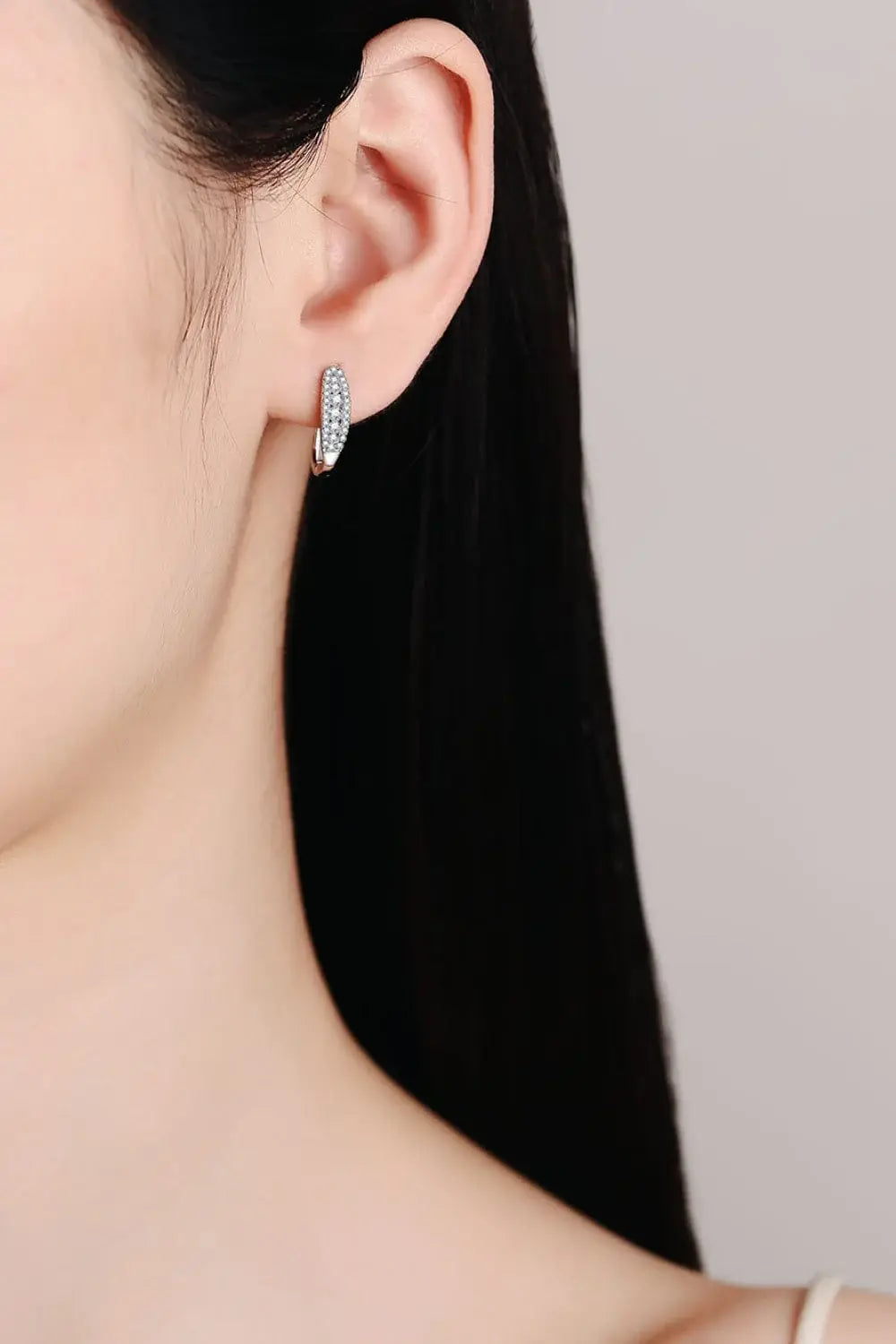 Moissanite Rhodium-Plated Earrings - Trendsi - Flyclothing LLC