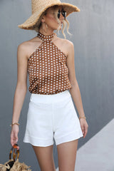 Polka Dot Grecian Neck Tank - Trendsi - Flyclothing LLC