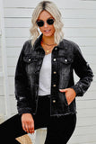 Distressed Raw Hem Denim Jacket - Trendsi