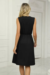 Contrast V-Neck Sleeveless Dress - Trendsi - Flyclothing LLC