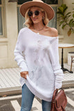 Boat Neck Dropped Shoulder Knit Top - Trendsi - Flyclothing LLC