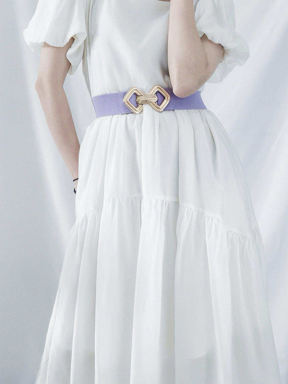Geometric Buckle Elastic Wide Belt - Trendsi - Flyclothing LLC