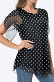 Printed Round Neck Curved Hem Blouse - Trendsi - Flyclothing LLC