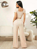 Square Neck Top and Pants Set - Trendsi - Flyclothing LLC
