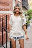 Flutter Sleeve Eyelet Gathered Detail Top - Trendsi - Flyclothing LLC