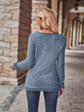 Half-Zip V-Neck Long Sleeve Top - Trendsi - Flyclothing LLC