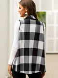 Plaid Open Front Sleeveless Cardigan - Trendsi