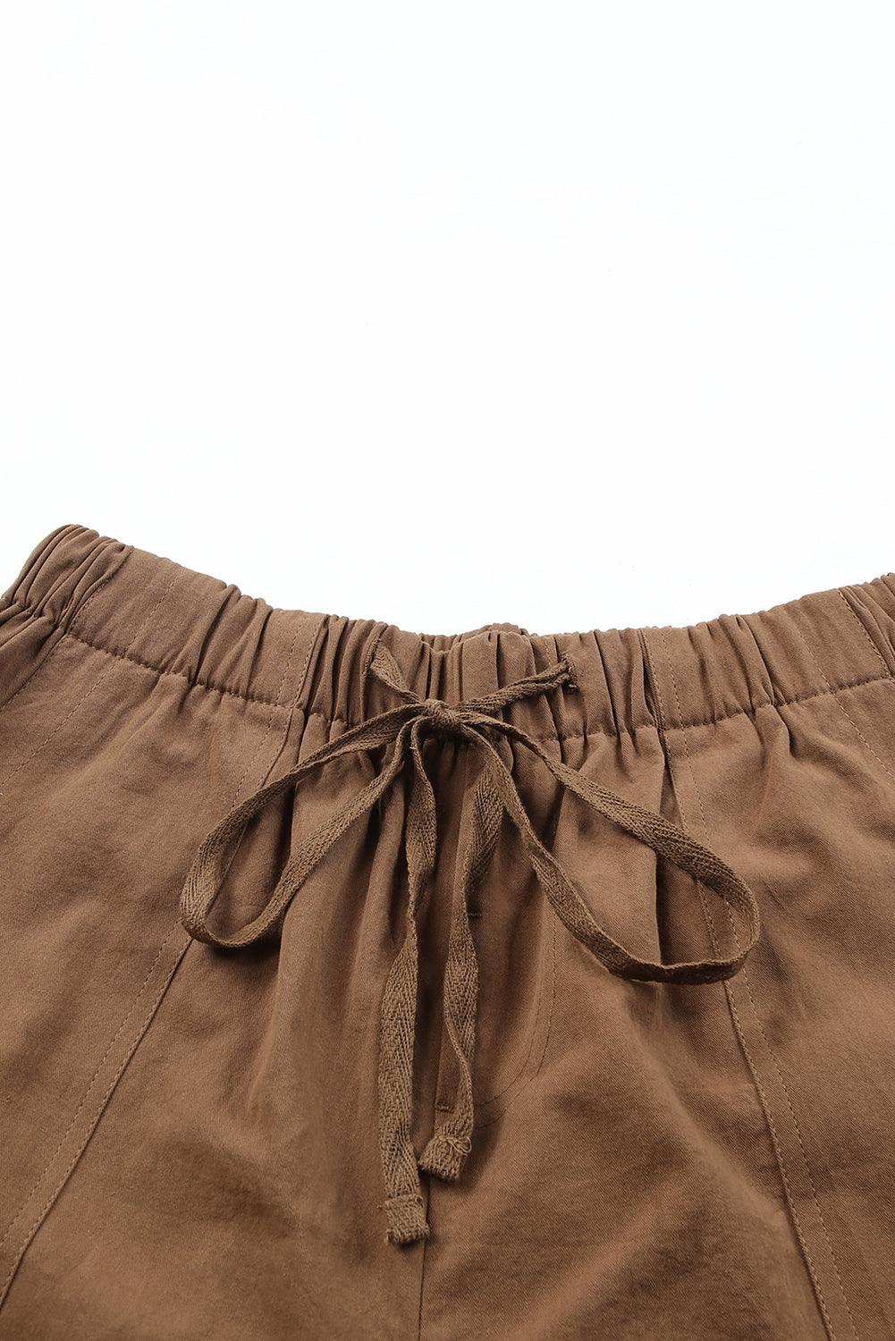 Drawstring Elastic Waist Pocket Shorts - Flyclothing LLC