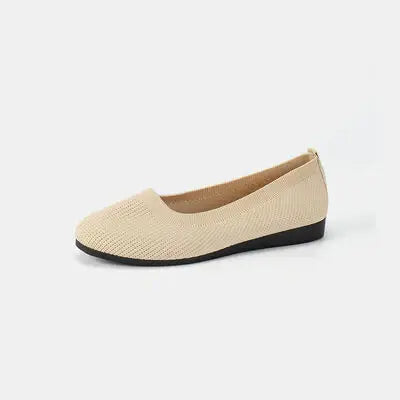 Round Toe Knit Ballet Flats - Trendsi - Flyclothing LLC