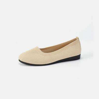 Round Toe Knit Ballet Flats - Trendsi - Flyclothing LLC