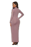 Mock Neck Long Sleeve Maxi Slim Dress - Trendsi - Flyclothing LLC