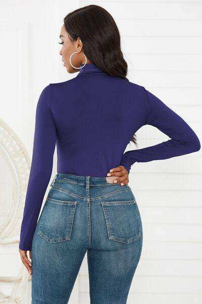 Turtleneck Long Sleeve Bodysuit - Trendsi - Flyclothing LLC