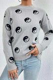 Graphic Mock Neck Dropped Shoulder Sweater - Trendsi - Flyclothing LLC