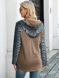 Leopard Raglan Sleeve Hoodie - Trendsi
