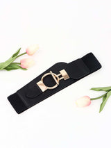 PU Elastic Wide Belt with Alloy Buckle - Trendsi - Flyclothing LLC