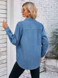 Button Up Collared Neck Denim Jacket - Trendsi - Flyclothing LLC