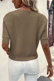 Round Neck Half Sleeve Knit Top - Trendsi - Flyclothing LLC