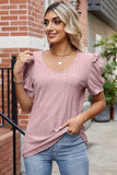 Eyelet Ruffled Round Neck T-Shirt - Trendsi - Flyclothing LLC