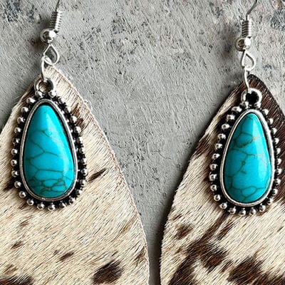 Artificial Turquoise Teardrop Earrings - Trendsi