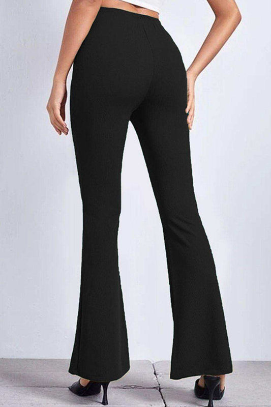 High Rise Flare Pants - Trendsi - Flyclothing LLC