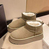 Fleece Lined Chunky Platform Mini Boots - Trendsi - Flyclothing LLC