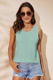 Buttoned Cutout Ribbed Trim Knit Tank - Trendsi - Flyclothing LLC