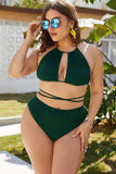 Plus Size Cutout Tied Backless Bikini Set - Trendsi