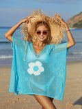 Openwork Flower V-Neck Short Sleeve Cover Up - Trendsi - Flyclothing LLC