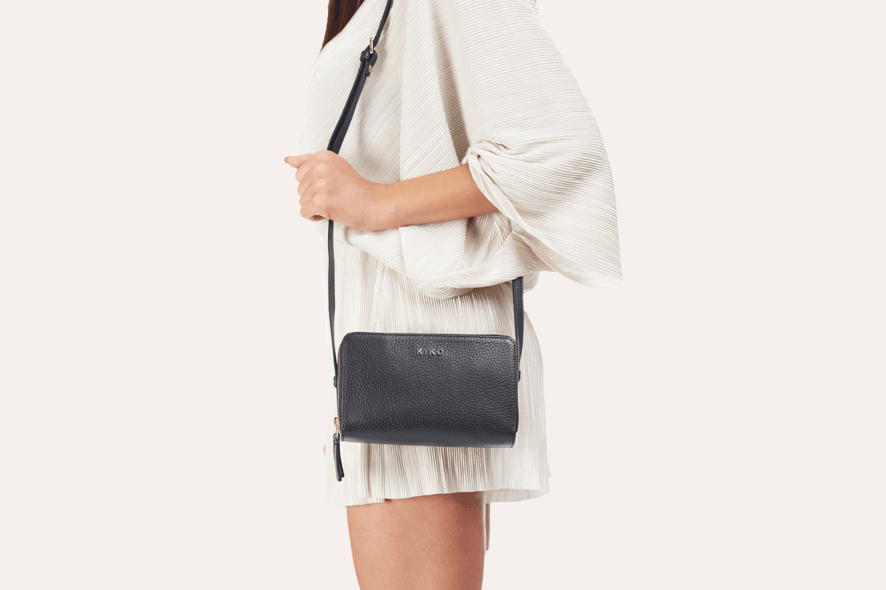 Kiko Leather Zip Around Crossbody Pebble - Kiko