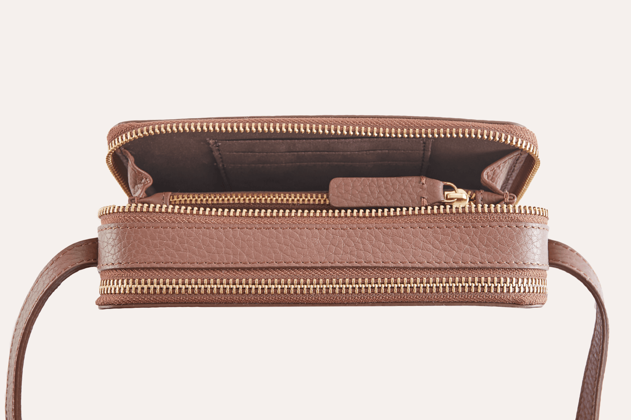 Kiko Leather Zip Around Crossbody Pebble - Kiko