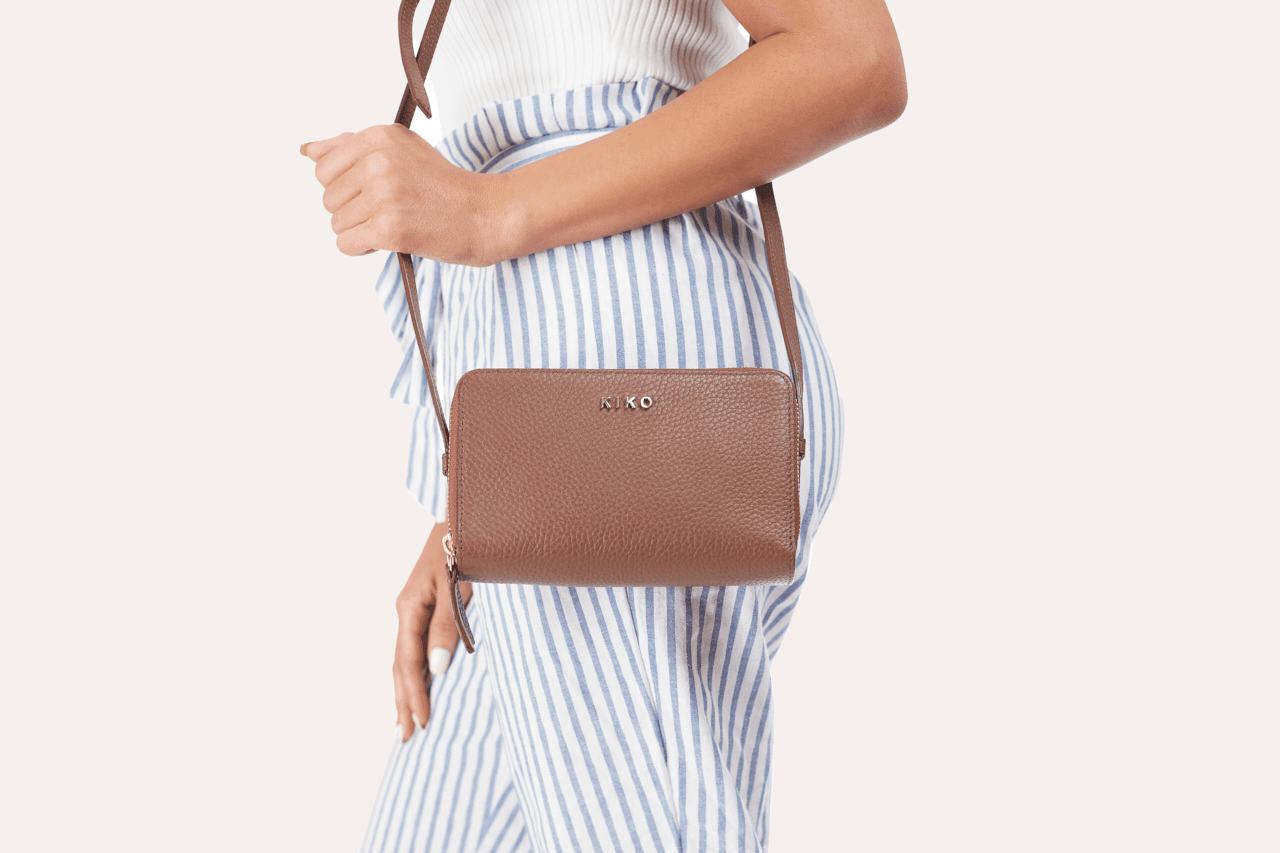 Kiko Leather Zip Around Crossbody Pebble - Kiko