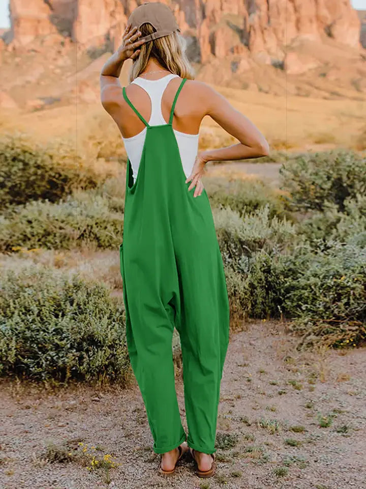 Double Take Full Size Sleeveless V-Neck Pocketed Jumpsuit - Trendsi - Flyclothing LLC