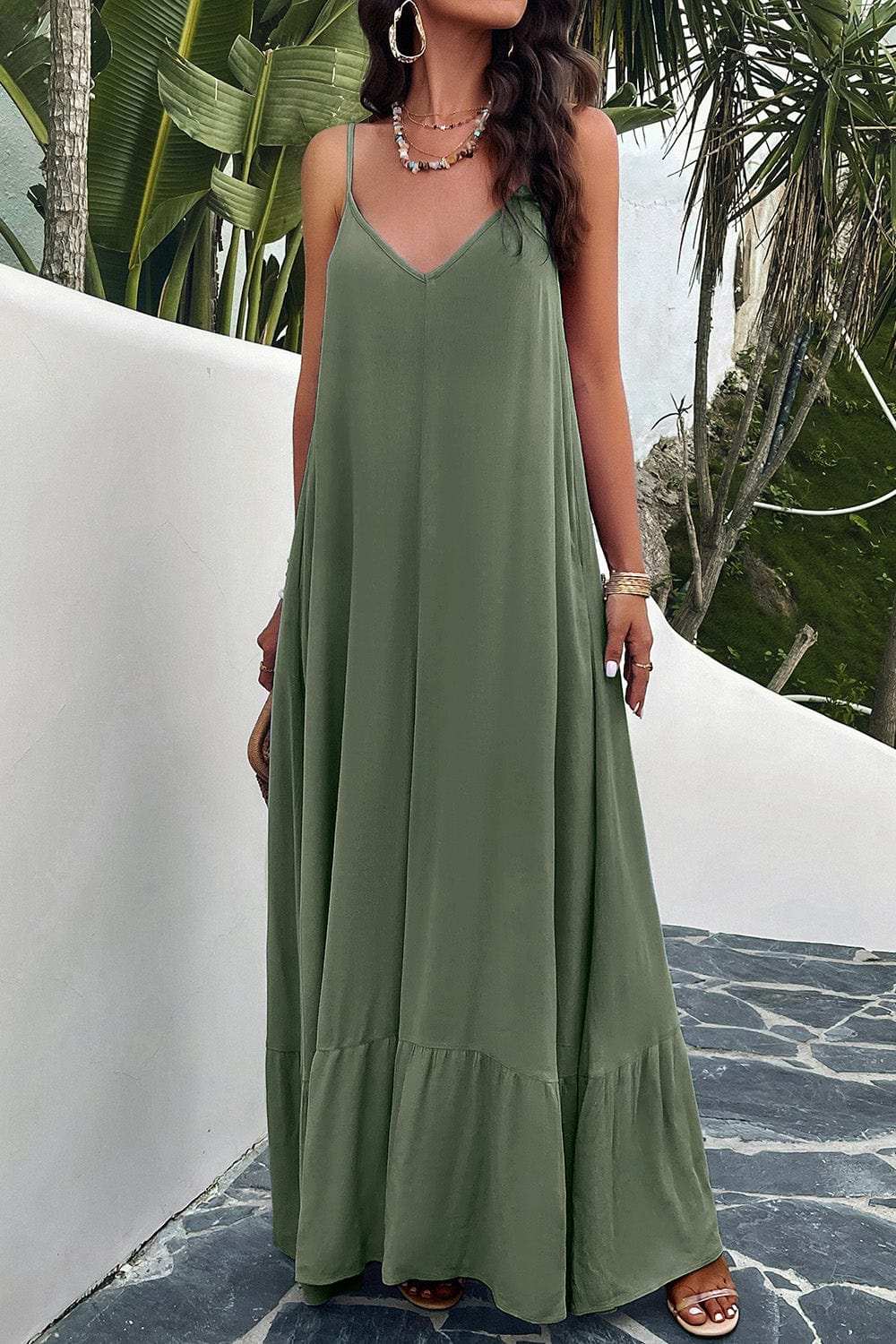 Backless Maxi Cami Dress with Pockets - Trendsi - Flyclothing LLC