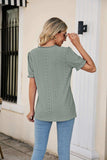 Eyelet Flounce Sleeve Scalloped V-Neck Top - Trendsi - Flyclothing LLC