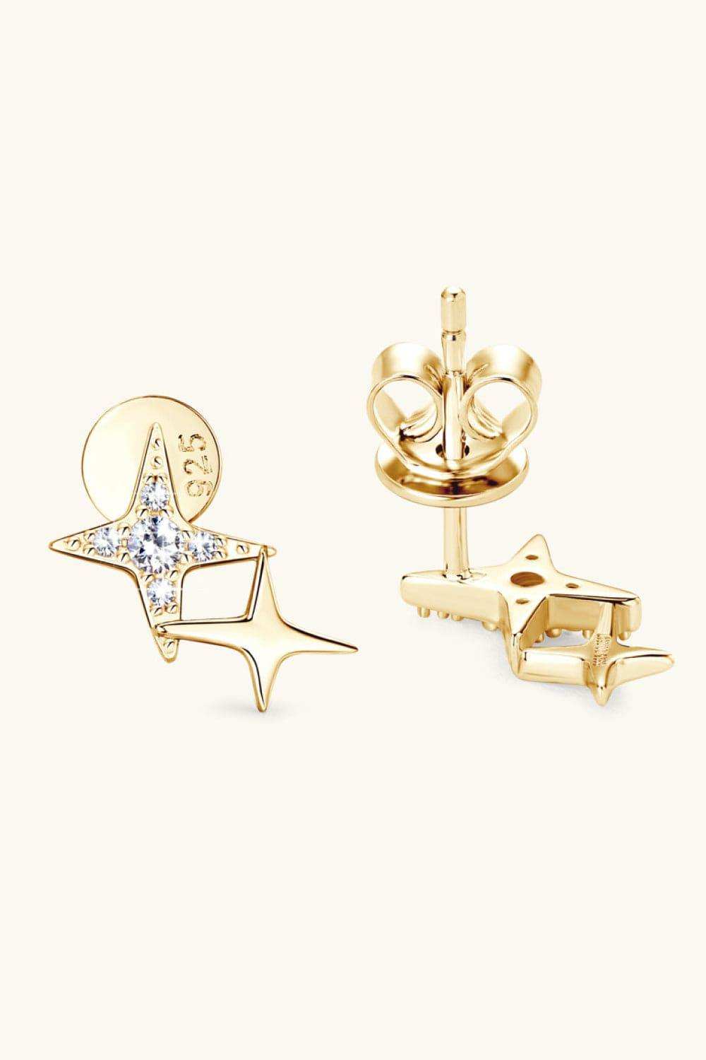 Moissanite 925 Sterling Silver Star Shape Earrings - Trendsi - Flyclothing LLC