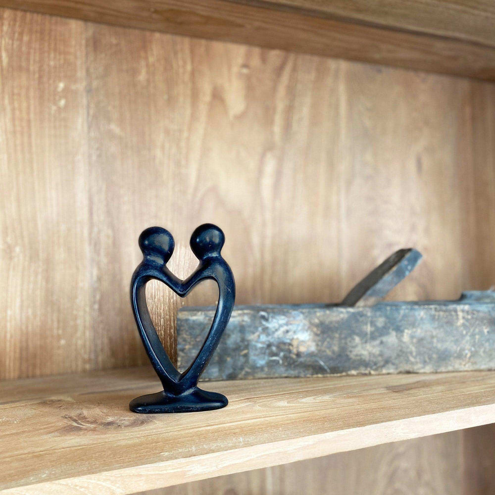 Handcrafted Soapstone Lover's Heart Sculpture in Black - Smolart - Smolart - Flyclothing LLC