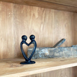 Handcrafted Soapstone Lover's Heart Sculpture in Black - Smolart - Smolart