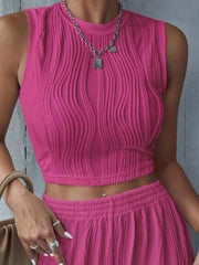 Round Neck Cropped Tank - Trendsi