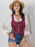 Fringe Lace-Up Vest - Trendsi - Flyclothing LLC