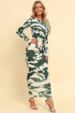 Printed Backless Long Sleeve Maxi Dress - Trendsi