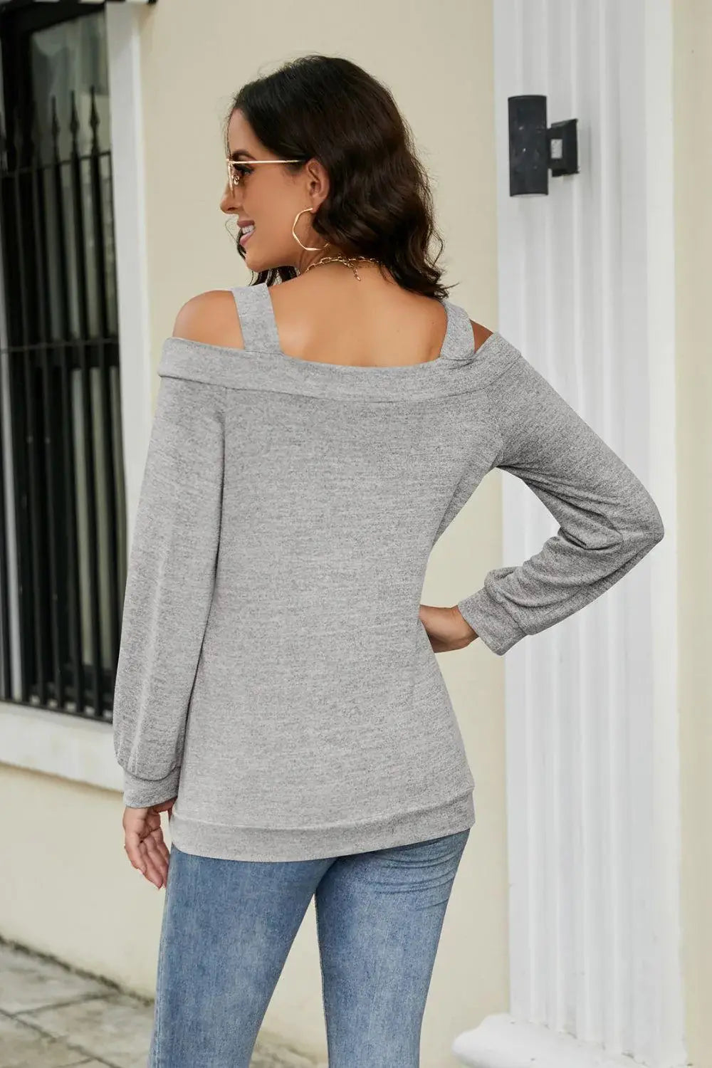 Cutout Cold-Shoulder Top - Trendsi - Flyclothing LLC