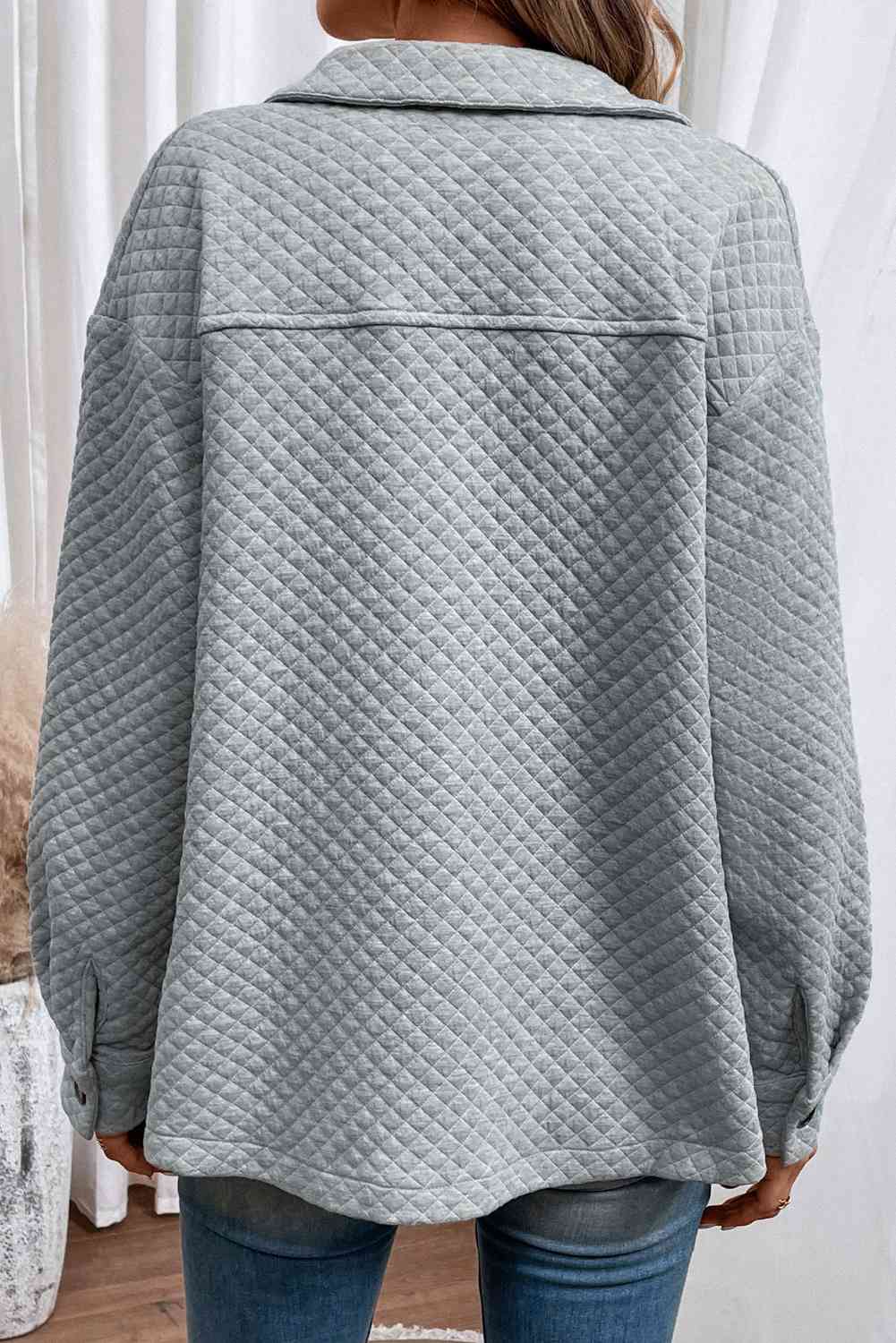 Button Down Collared Jacket - Trendsi - Flyclothing LLC