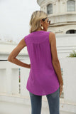 Swiss Dot Notched Neck Tank - Trendsi
